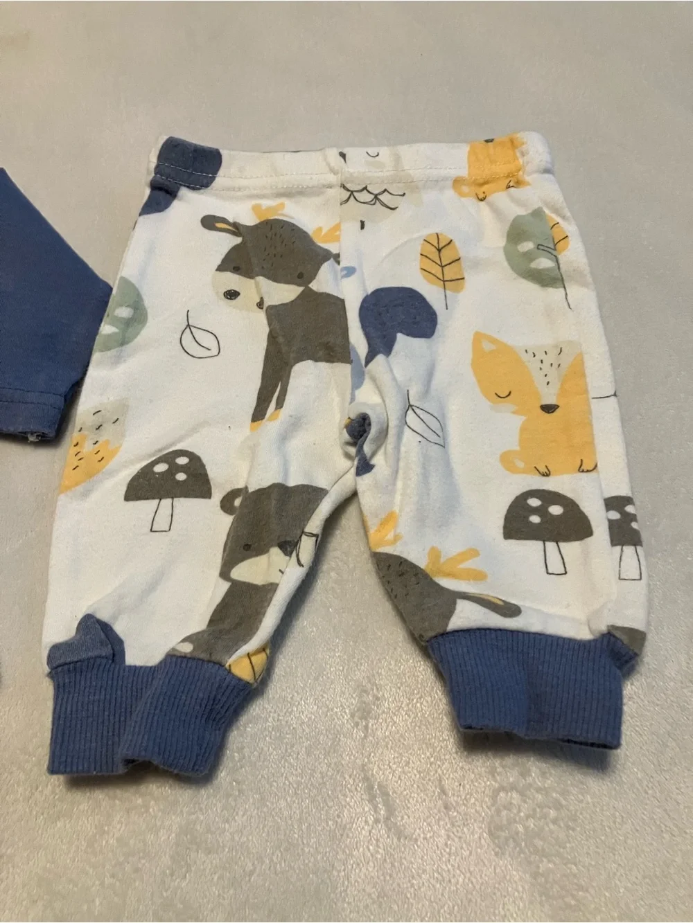 Navy and White Woodland/Mushroom Shirt and Pants Set